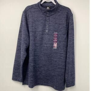 Zeroxposur Mens Soft Fleece Blue 1/4 Open Buttons Pullover Sweater Top NEW XL